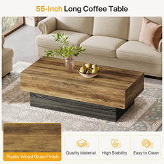 55-Inch Wooden Coffee Tea Center Table for Living Room