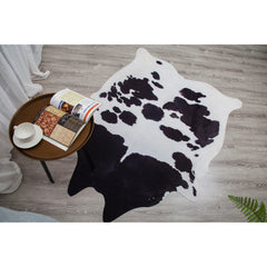 Rio Collection Black/White Faux Cowhide Printed Rug