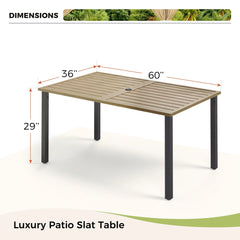 MAISON ARTS Outdoor Rectangle Teak Color Iron Dining Table