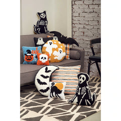 Ghost Pattern Halloween Hooked Accent Throw Pillow 18" x 18"