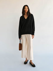 Jadey Cashmere Oversized V-neck Sweater