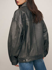 Veda Marco Leather Oversized Bomber