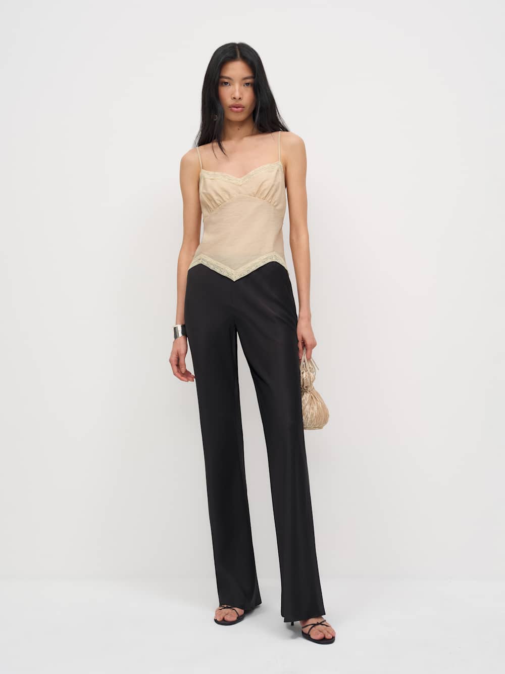 Petites Gale Satin Mid Rise Bias Pant
