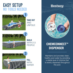 Bestway Power Steel 18' x 9' x 48" Rectangular Above Ground Swimming Pool Set