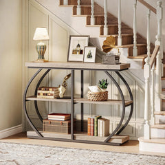 Industrial 3 Tiers Console Table, 41.3 Inches Narrow Wood Entryway Table