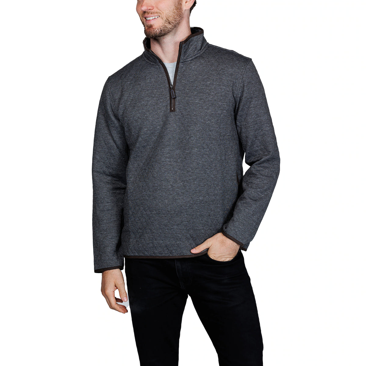 TailorByrd Men's Quilted Quarter Zip Pullover