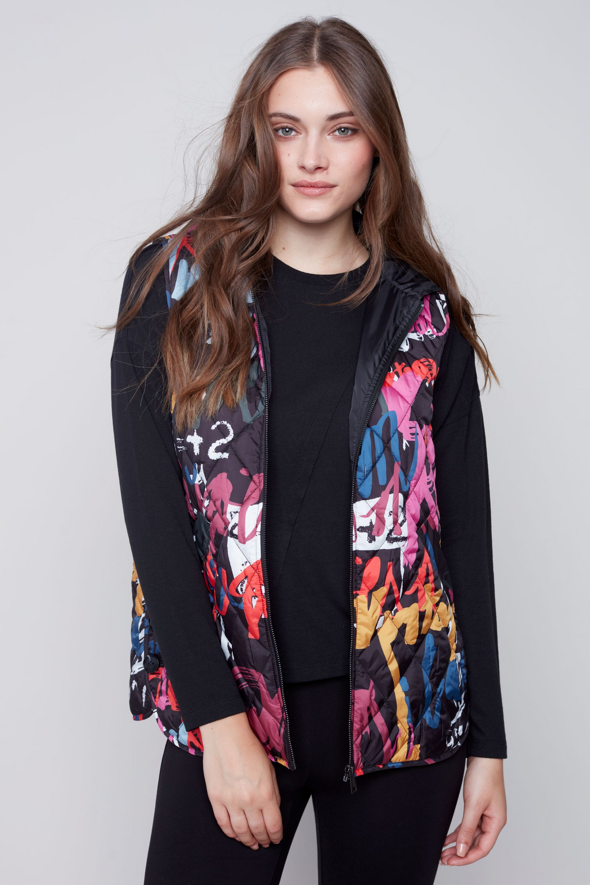 Graffiti Printed Quilted Vest