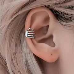 Skeleton Hand Ear Cuffs - Gothic Clip-On Earrings for Women & Men | Halloween Skull Claw Costume Jewelry