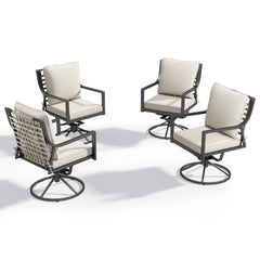 Meyreso Metal Frame Dining Chairs with Beige Cushions (4-Pack) - 4-Pack