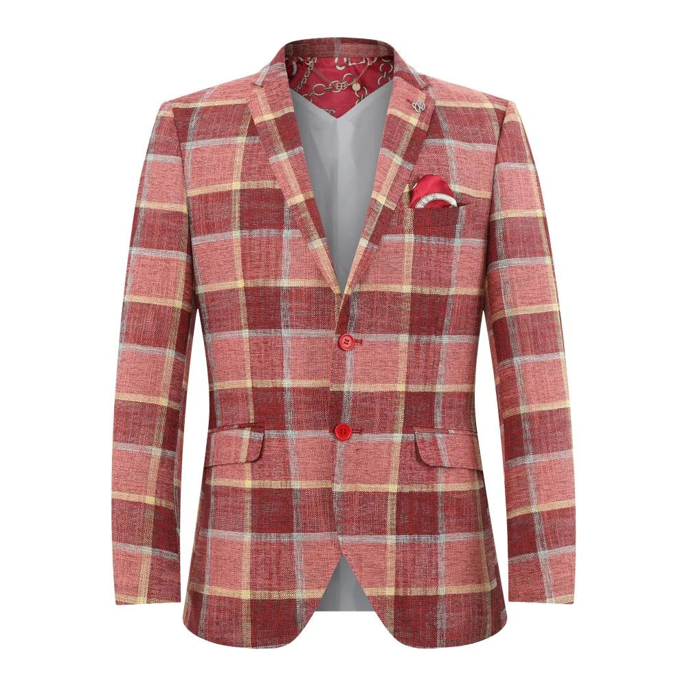 Elie Balleh Men's Plaid Slim Fit Jacket