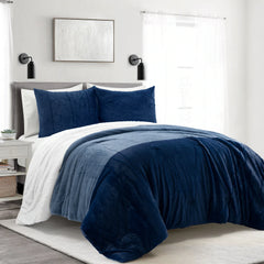 Lush Decor Farmhouse Color Block Ultra Soft Faux Fur All Season Kids Comforter Set