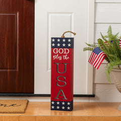 Glitzhome 24.75"H Lighted Patriotic/ Americana Wooden Firecracker Porch Decor