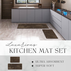 Luxurious Speckled Kitchen Rug Set - 20x32 & 20x48 Inches Kitchen Mats - 48"L x 20"W x 2/8"H