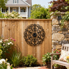 Glitzhome 23"D Traditional Iron Scroll Floral Outdoor Wall Décor