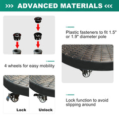 Free Standing Round Patio Umbrella Base with Wheels
