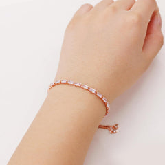 Women's Adjustable Bolo Tennis Bracelet Rose Gold Plated with Rectangular Natural CZ Zircon Inlay for Her's Christmas Thanksgiving YA5121