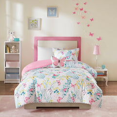 Intelligent Design Kids Cynthia Pink Printed Butterfly Comforter Set