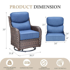 Meyreso Wicker Patio Swivel Glider Chairs with 6-Inch Cushions (2-Pack)