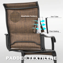 Outdoor Patio Dining Chairs, Breathable Textilene, Iron Frame