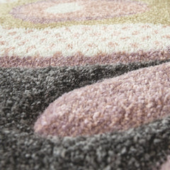 Kids Room Rug with Butterflies and pink Flowers in Pastel Colors