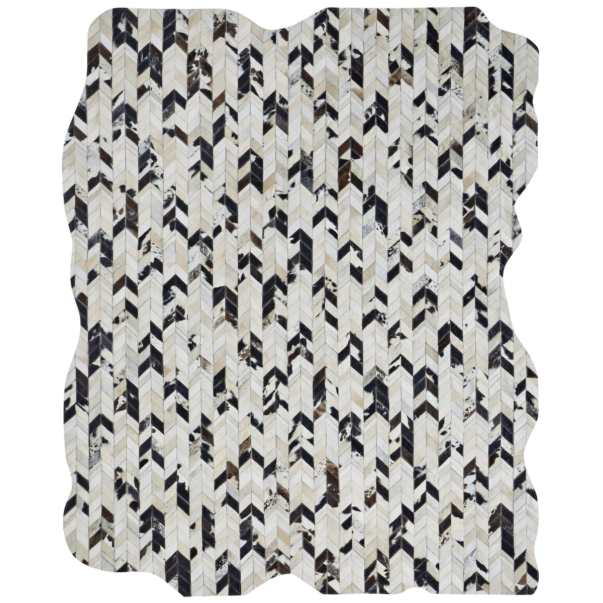 Pelle Leather Mosaic Chevron Abstract-Edged Area Rug