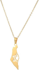 Stainless Steel Megan David Necklace for Women | Menorah | Hebrew Chai Charm Choker | Map Of Israel | Jewish Symbol Protection Jewelry Include a Gift Box