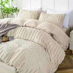 3-Piece Boho Tufted Duvet Cover Set, Textured Duvet Cover and 2 Pillowcases for All Season