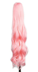 yuehong Long Wavy 21" Colorful Clip In/On Hair Extensions Piece Curly Claw Ponytail wig (Hot pink)