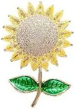 Generic Crystal Flower Brooch Pin Set, Blue Yellow Gold Tone Enamel Pearl, 2.5 Inches, Decorative Alloy Fashion Pins for Party Events (1)