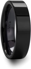 Roy Rose Jewelry Mens Black Ceramic Flat Wedding Ring - Polish Finished Comfort Fit - 2mm 4mm 6mm 8mm 10mm 12mm Wide - Style Name: FRAENER