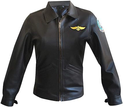 Women's Top Kelly Flight McGillis Pilot Charlie Aviator Gun Leather Jacket | Charlie Black Bomber Air Force Jacket