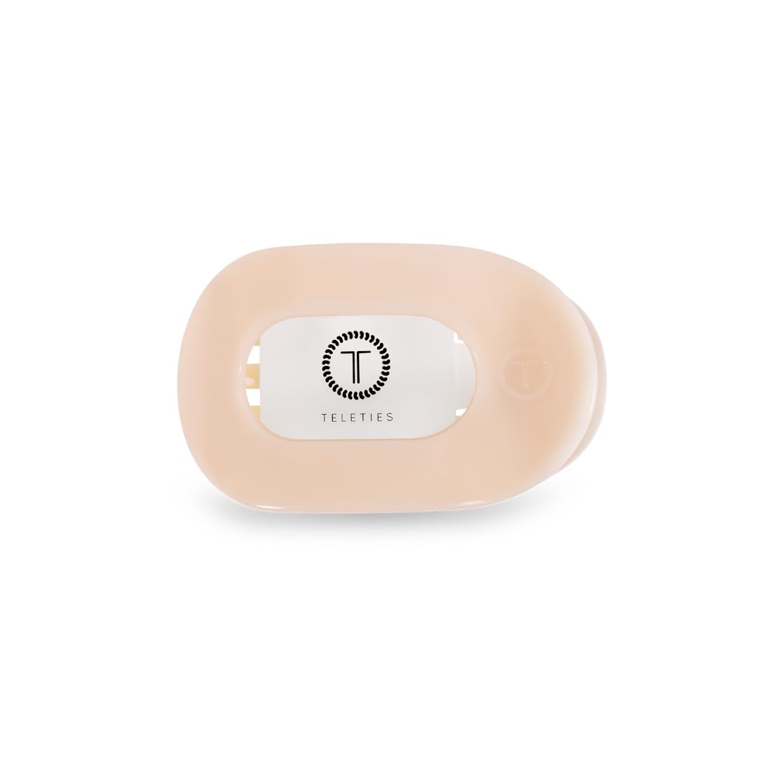 TELETIES - Small Flat Round Clip - Strong Grip, Bendable Teeth, Comfortable Curved Design - For Lying Down, Yoga, Driving & More - Ideal for Thin-Medium Hair - For All Hair Textures - Tortoise