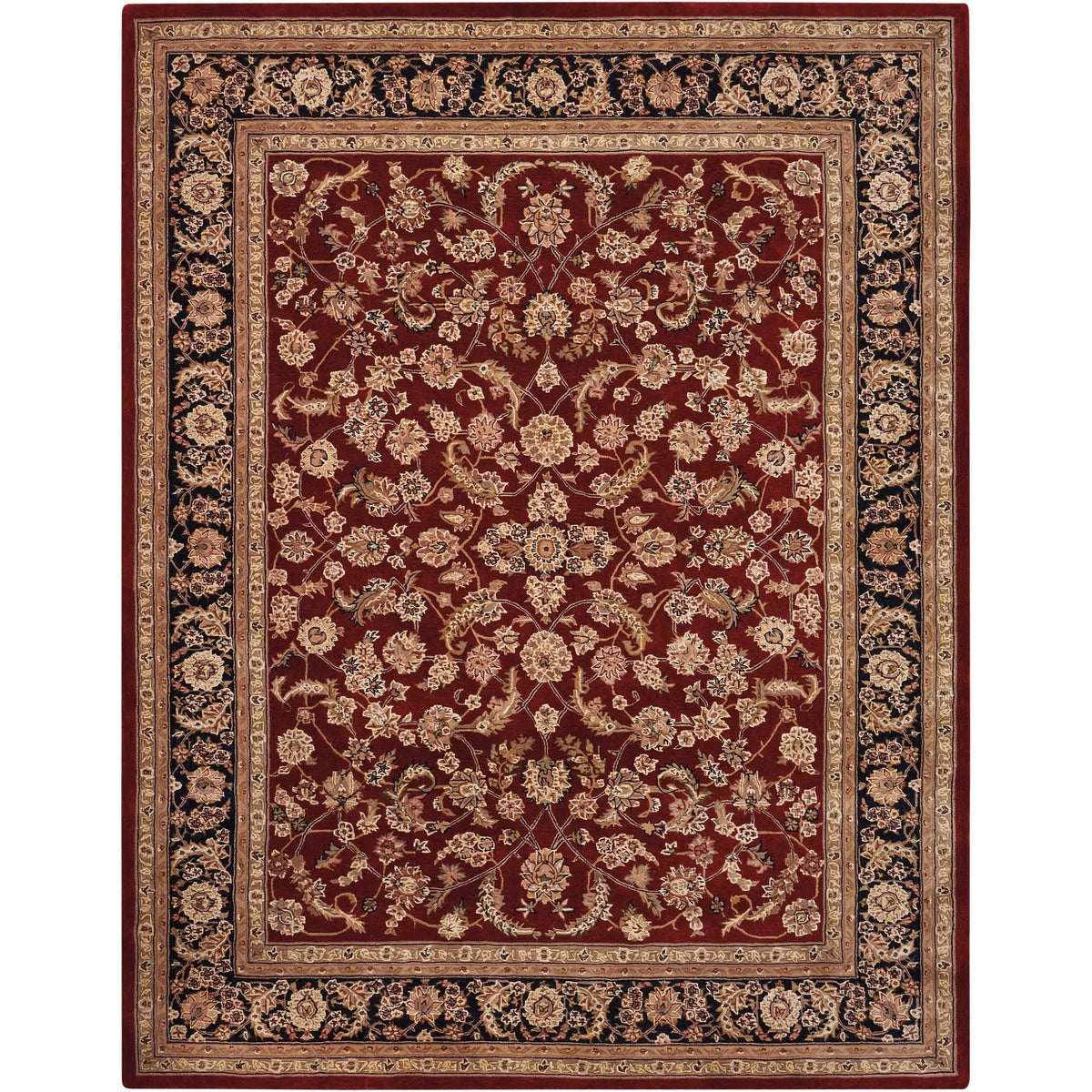 Nourison Hand-tufted Persian Floral Wool and Silk Burgundy Area Rug