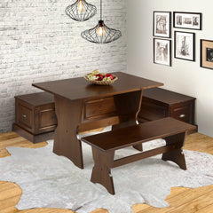 Linon Ame Walnut Backless Nook Table Set