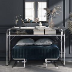 Watler Contemporary 46-inch Glass Top 1-Shelf Sofa Table by Furniture of America