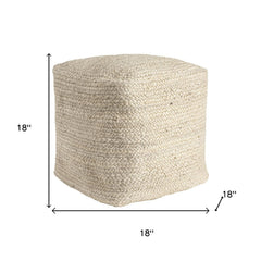 HomeRoots 18" Natural Braided Jute Pouf Ottoman