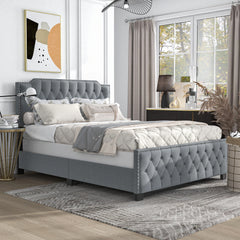 Furniture of America Galavant Modern Tufted Fabric Panel Bed