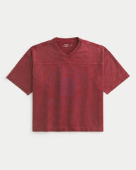 Heavyweight Baggy Crop Varsity Graphic Football Tee-washed burgundy
