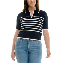 Nanette Lepore Women's Striped Knit Polo Top