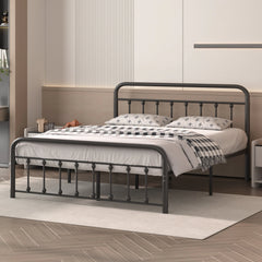 VECELO Metal Bed Frame with Headboard Classic Metal Platform Bed Frame Mattress Foundation with Victorian Style Footboard
