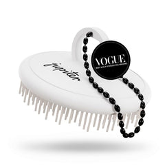 Jupiter Scalp Exfoliator - Scalp Massager Tool for Wet & Dry Hair - Ergonomic Detangler Brush - Dandruff Comb & Scrub to Remove Dandruff & Buildup and Support Circulation - Black/White