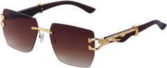 Vintage Rimless Sunglasses Men Women Luxury Frameless Sun Glasses Male Leopard Shades