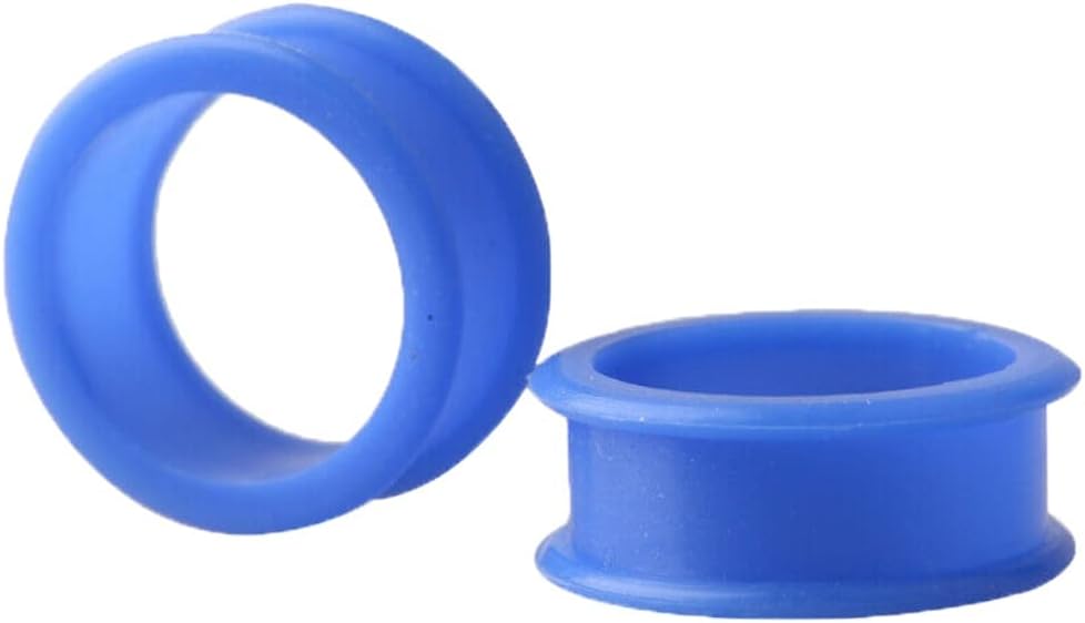 1 PAIR (2pcs) BLUE SILICONE FLAT FLARE TUNNELS Double Flare Gauges Thin Soft Flexible Flesh Plugs 1022