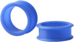 1 PAIR (2pcs) BLUE SILICONE FLAT FLARE TUNNELS Double Flare Gauges Thin Soft Flexible Flesh Plugs 1022