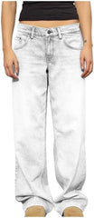 Women's 2025 Wide Leg Jeans Distressed Mid Waist Denim Pants Vintage Trousers Casual Loose Fit Lightweight Trousers
