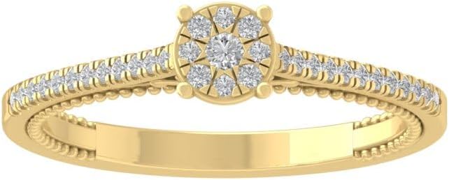 10K White, Yellow Gold or Sterling Silver Diamond Composite Cluster Ring (1/5 cttw, I-J Color, I2-I3 Clarity)