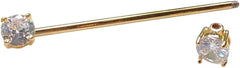 1 Piece Beautiful Prong Set Double Gem Industrial Steel Barbell -14g - 1.5" (38mm) Ear - Body Jewelry