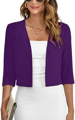 Heymoments Women's Thin Shrugs 3/4 Sleeve Lightweight Cropped Tops Open Front Cardigan for Dress