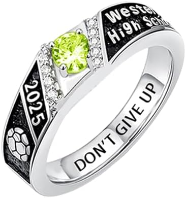 Personalized Class Ring for Men 925 Sterling Silver/10K 14K 18K Gold Class of 2025 High School College Graduation Rings with Birthstones and Pattern Graduation Jewelry Gifts for Him