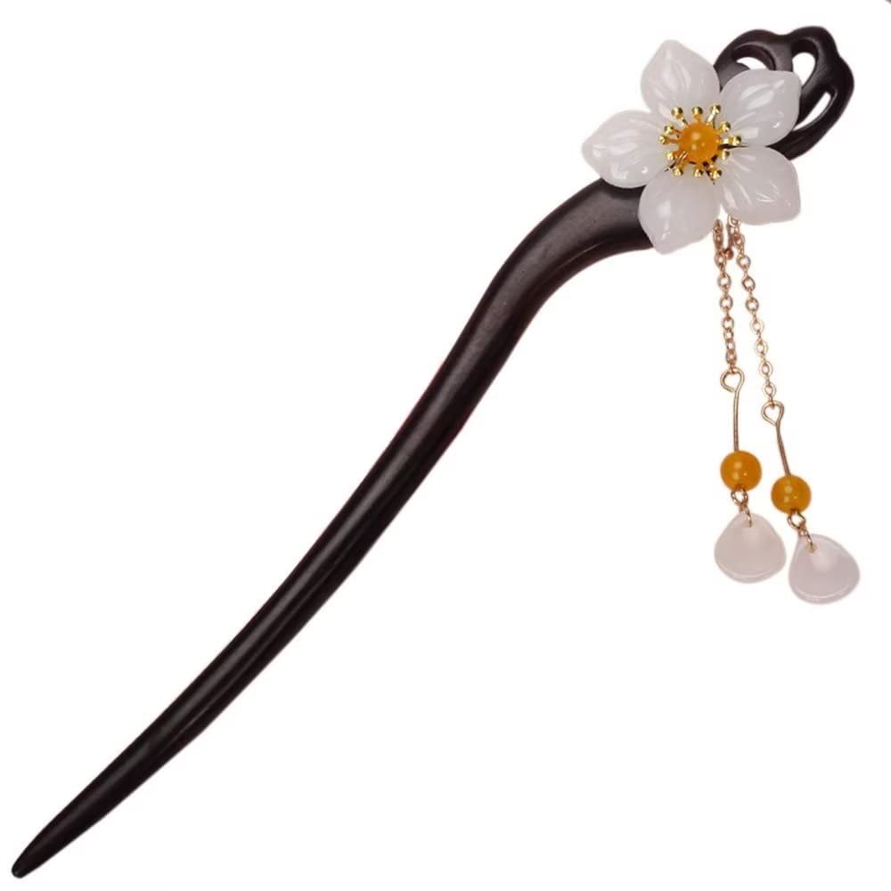 Women Girl's Hair Stick Wooden Handmade Hair Accessories,Chinese Retro Hairpins Flower Decor Model B